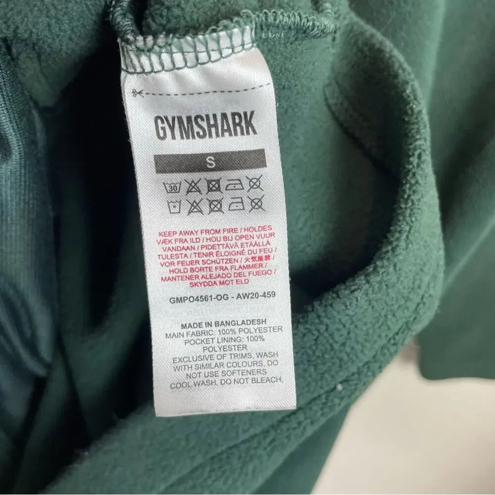 Gymshark Green Polar Fleece Hooded Pull Over Small Pockets Men's